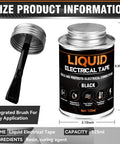 Liquid Electrical Tape Sealant For Outdoor And Indoor Wires Waterproof Insulation Glue That Quick Dry Temperature Resistant Electrical Coating For Electronics And Equipment 125ml can with brush applicator