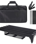 Black 22 X 12.5 Inch Aluminum Guitar Pedal Board With Power Supply Tray Carry Bag And Mounting Tapes Included