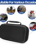 Beefy Rugged Walkie Talkie Carry Case shown with outdoor activity icons for climbing, hunting, cycling, camping, rescue.