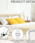 20 Pcs Hidden Strap Tablecloth Clips Set Adjustable Elastic Table Cloth Holders For Picnic Tables Outdoor Benches And Bed Sheets Secure Table Covers Easily White on bed setup showing metal clasp, adjustable buckle, and bed sheet grip.