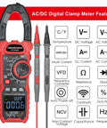 Inrush Clamp Meter 1000A True RMS AC DC Current Meter With VFD LOZ Mode features list and display screen