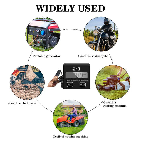 Widely used inductive digital tachometer for engines with sleep mode RPM gauge in chainsaw, motorcycle, generator, and UTV