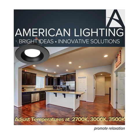 Advantage Select 5 To 6 Inch LED Recessed Downlights Kit illuminating a modern kitchen space.