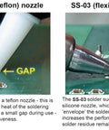 Comparison of Teflon and flexible silicone nozzles for Pro Grade Solder Suction Tool With Silicone Nozzle One Handed Operation Heat Resistant Up To 350C Compact Built Tough Made In Japan High Quality Solder Removal Device SS02.