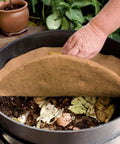 Thermal Worm Blanket For Composting Gardens And Bins, Eco Friendly Jute Worm Bedding in use over compost bin