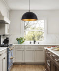 Vintage Industrial Dome Pendant Light With Black And Gold Finish Dope Warm Amber Glow For Kitchen Island