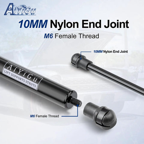 Hyundai Sonata Front Hood Shocks Lift Supports Gas Springs Replacement Set Of 2 showing nylon end joint and M6 thread