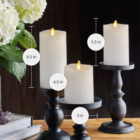 Realistic Flameless LED Candles Set Of 3 With Remote Control Battery Operated Moving Flame Pillars With Timer Melted Top