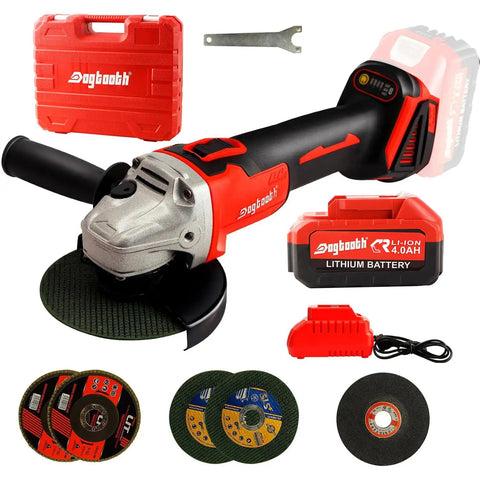Beast Brushless Cordless Angle Grinder With 21V Battery And Fast Charger, Includes 4 Cutting And Grinding Discs For Metal And Wood