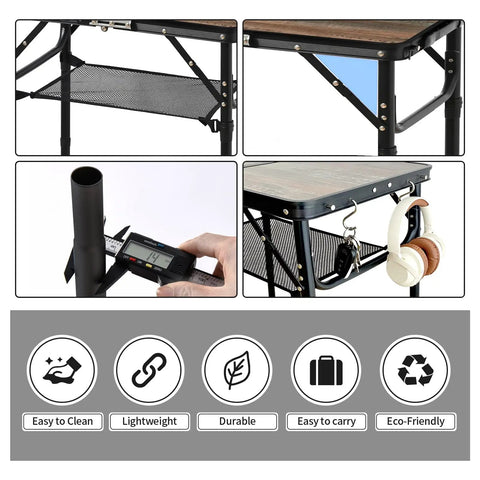Details of Foldable Picnic Table With Adjustable Heights Portable Camping Table Made Of Aluminum And Metal Lightweight Outdoor Card Table