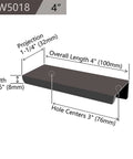 Heavy Duty Black Aluminum Drawer Edge Pulls 10 Pack Concealed Tab Handles For Kitchen And Garage Cabinets Quick Tap Install Smooth Glide showing dimensions and details.