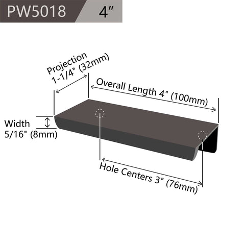 Heavy Duty Black Aluminum Drawer Edge Pulls 10 Pack Concealed Tab Handles For Kitchen And Garage Cabinets Quick Tap Install Smooth Glide showing dimensions and details.