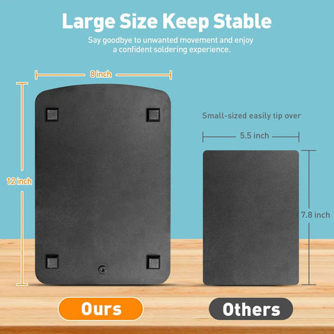 Comparison of Helping Hands Soldering Station With 10X Magnifier Light And Stand Magnetic Third Hand Tool base sizes.