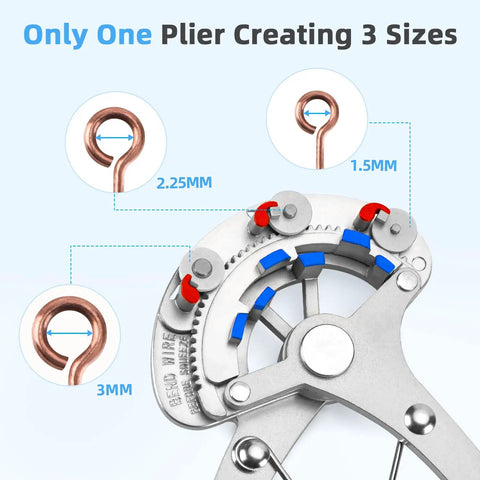 One Step Beading Looper Pliers For Jewelry Making With Three Loop Sizes 1.5 mm 2.25 mm And 3 Mm, Fits 24 To 18 Gauge Craft Wire