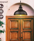 Farmhouse Outdoor Barn Light Fixture 12 Inch Dome Exterior Wall Light Rustic Wall Sconce Lantern over wooden doorway