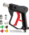 Compact Pressure Washer Gun With One Quarter Inch Quick Connector 4350 PSI High Power includes 5 nozzle tips and adapters