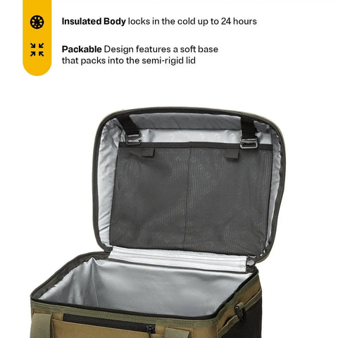 Everyday Soft Sided Cooler For 28 Cans Insulated Portable Lunch Beach Travel Or Picnic Cooler Bag open with zippered compartments