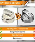 Comparison of stove knob designs; Five Pack Stove Knob Replacements For LG Gas Range And Oven LRG Series LRG3095ST LRG3091ST.