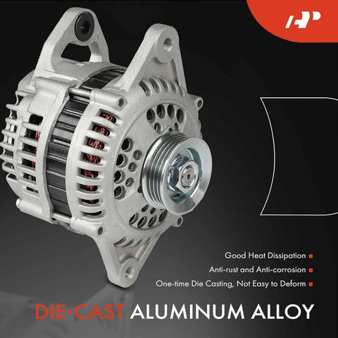 Plug-And-Play Alternator For Mazda Miata 2001 Through 2005, 12V 80A With 4-Groove Pulley And Clockwise Rotation, Easy Replacement BP6D18300A Fits 01 02 03 04 05 MX-5 Models, Reliable Electrical Power For Daily Drive aluminum housing
