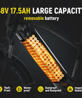 Powerful 1300W Peak Ebike With 840Wh Removable Battery highlighting 48V 17.5Ah capacity and theft-proof features