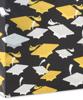 Medium Graduation Gift Bag With Tissue Paper Featuring Gold And Silver Mortarboards On Black For College High School Eighth Grade Kindergarten And Nurses Gift Ready