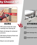 Upgrade Your Kitchen Cabinets In No Time With This Slick Adjustable Hardware Jig Template with a PVC spacer for precision drilling.