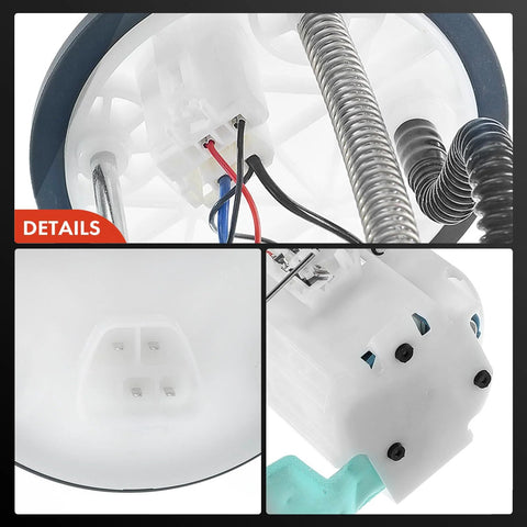 Close-up of Electric Fuel Pump Module Assembly With Sending Unit For Toyota Camry 2008 2009 2010 2011 2.4L 2.5L And Solara 2007 2008 2.4L Gas 2AZFE Replacement Direct Fit Easy Install showing wiring and connector details