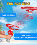 Outdoor Flying Disc Launcher Toy for Kids Ages 3 4 5 6 7 8 Boys and Girls, easy pull string, airplane themed, launched in sky