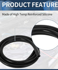 Beefed Up Silicone Vacuum Hose For Ford Vehicles 5 Feet Long 0.5 Inch ID 2.5mm Thick High Temperature Black Universal Air Vacuum Line Tube For Ford Explorers Escape Mustang Expedition Bronco F150 F250 F350 F450 F550 Ranger SUVs Pickups, coiled and shown in detail.