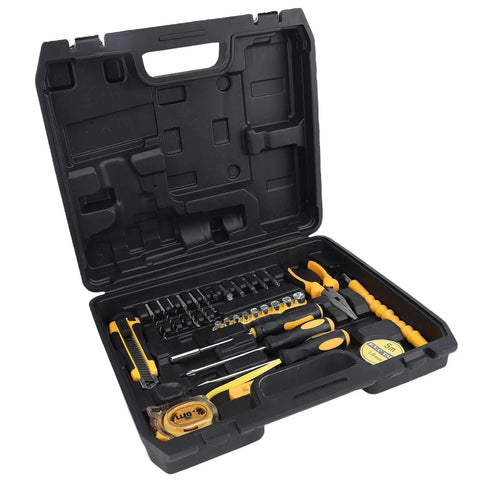 Badass Brushless Cordless Drill Kit 1500 Rpm With 25 Plus 1 Adjustable Torque Settings Heavy Duty 45 Newton Meter Motor for tools in black case.
