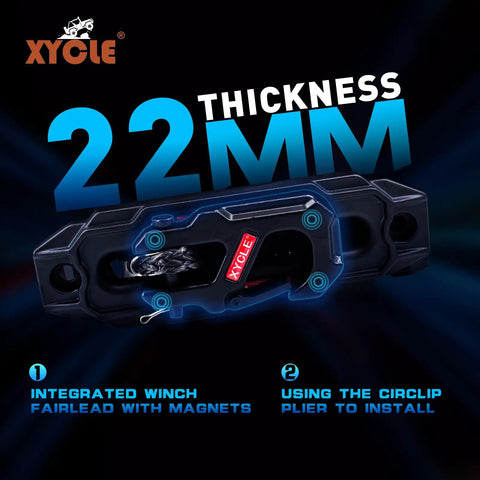 XYCLE 12000 Lb Electric Winch With Synthetic Rope integrated winch fairlead 22mm thickness for 4x4 offroad use.