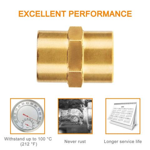 1/4-inch brass street elbow fitting, front view with hex center