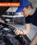 Technician using True RMS 6000 Counts Digital Clamp Meter Multimeter Auto Ranging Pro Grade Amp Meter on car engine