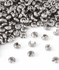 Stainless Steel Crimp Bead Covers 6x5x3mm Half Round Clamp Tips Pro Grade Knot Covers for Jewelry Making, 200 Pieces Metallic Findings