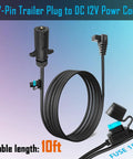 Heavy Duty 7 Pin Trailer Plug To DC 12V Power Cord Cable For Car Fridge Freezer Portable Cooler And RV Truck Charger With 10 Foot Wire.
