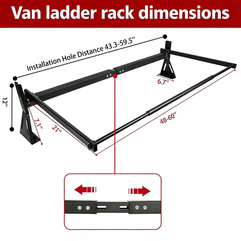 Van ladder rack dimensions with measurements for Heavy Duty Van Ladder Rack With Side Rollers And Cargo End Stops For Ford Transit Nissan Vans No Mess Plug In Mounting Tough As Nails Build Designed To Haul Your Gear Without Any Sweat.