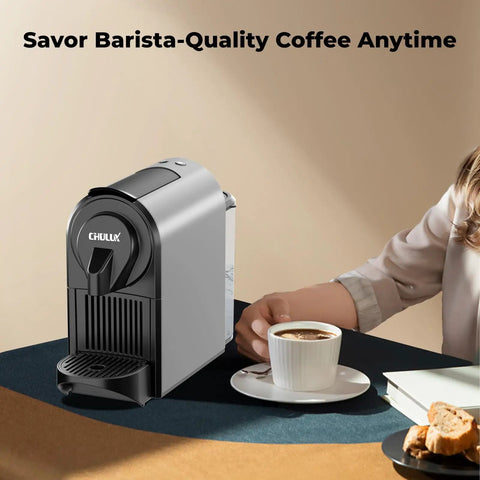 Compact Espresso Machine With 20 Bar Pump For Barista Grade Espresso One Touch Single Serve Coffee Maker in mystic gray