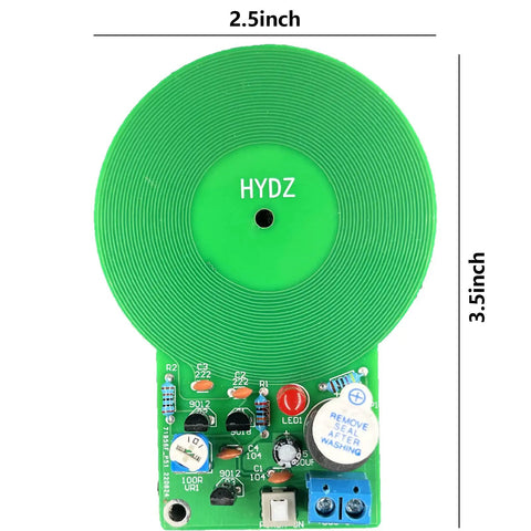 Green PCB and coil of Metal Detector Circuit Soldering Practice Kit For Electronic Metal Sensor Learning Board Ideal For STEM DIY Projects