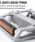 Lightweight Aluminum Alloy Mountain Bike Pedals Flat Nine Sixteenth Inch Axle With Reflectors Wide Platform With Eleven Pins Per Side