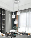 Modern Three Light Crystal Cluster Pendant Chandelier For Kitchen Island Dining Room Table Adjustable Hanging Lights
