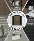 Details of Sturdy Metal Outdoor Storage Shed 6 By 4 Ft with lockable door, eaves, ventilation, and caps, brown steel material.