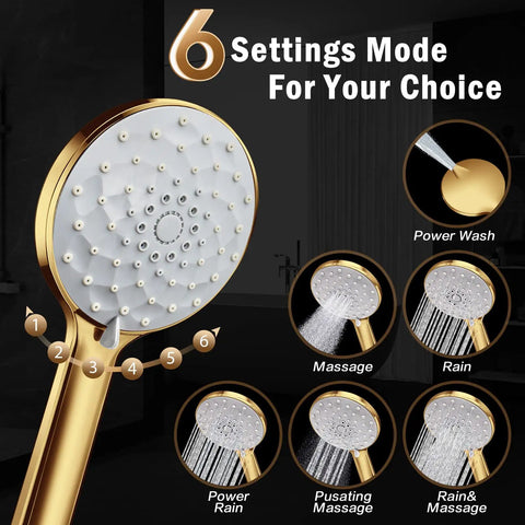 Dual Rain Shower Head With 12 Inch Extension Arm And Six Setting Handheld Combo Boost Your Shower Game
