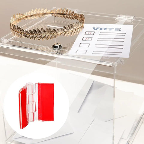 Premium Self Adhesive Acrylic Hinges For Cabinets Drawers Transparent Continuous Folding Hardware Craft Display Tool on a ballot box.