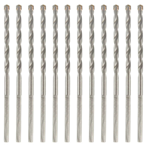 12-pack masonry drill bits, 1/8 in diameter by 3 in length with 3-flat shank for concrete, brick, and stone