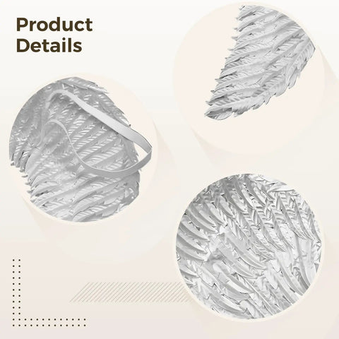 Close-up of Heavenly White Angel Wings With Straps Feathered Costume Accessory showing feather texture and secure straps