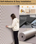 Self Adhesive Acoustic Foam Panels Black Roll Soundproof Wall And Ceiling Noise Dampening, 5m x 1m, easy installation by user.
