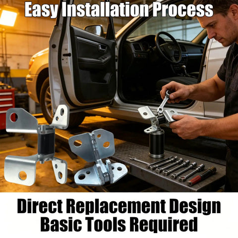 Driver Side Upper And Lower Front Door Hinge Set Heavy Duty Steel Drop In Replacement For Jeep Grand Cherokee Dodge Charger Chrysler 300 Durango Slick Fit No Hassle Swap, shown during installation.