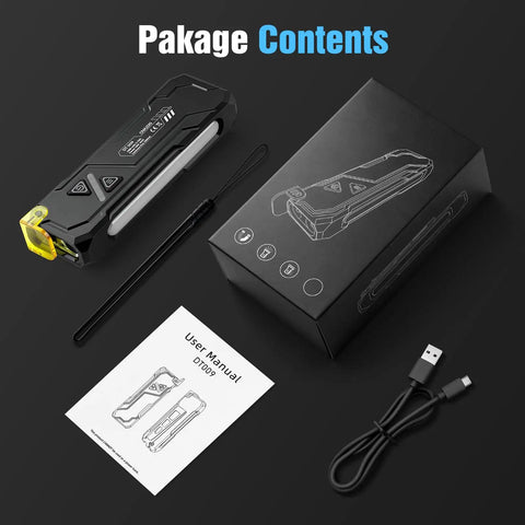 Compact EDC Flashlight With 1000 Lumens White LED UV RGB Modes, Yellow Diffuser, USB C Rechargeable, Magnetic Pocket Clip