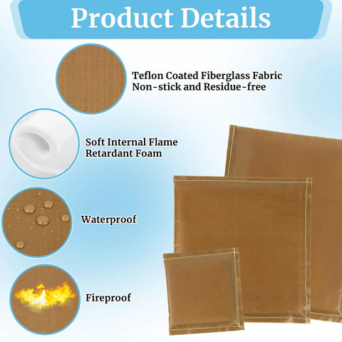 All In One Three Pack Heat Press Pillow Mats Set With 15 By 15 Cm, 27 By 27 Cm And 28 By 36 Cm Sizes, Teflon Hot Press Pad details