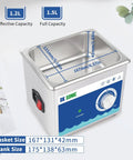 Ultrasonic Cleaner 1.5L 60W Stainless Steel Jewelry And Eyeglasses Cleaner With Cleaning Basket Mechanical Timer 40KHz